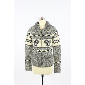 Aritzia TNA Sea To Sky Heather Black 100% Wool Cowichan Cardigan Sweater, Size S